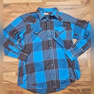 Karman Silver Collection Western Shirt XL Extra Long Tail Pearl Snap USA